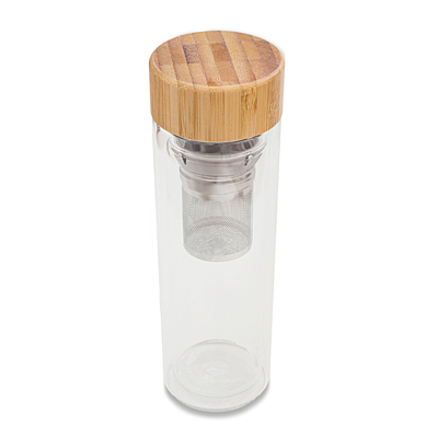 CELLE fľaša 420 ml zo skla s infuzérom, transparentná