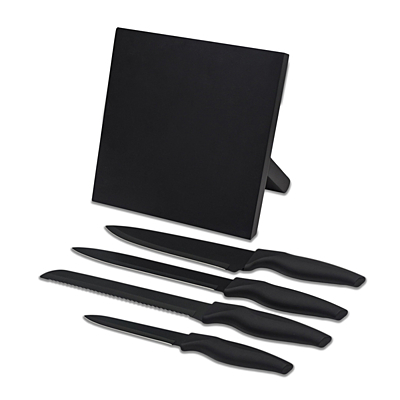 AKITA set of knives on a magnetic block, black