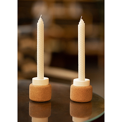 BIELLA set of 2 long beeswax candles, white
