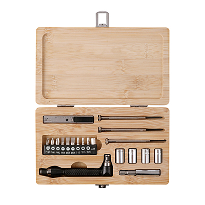 PATTAYA tool set in a bamboo box, brown