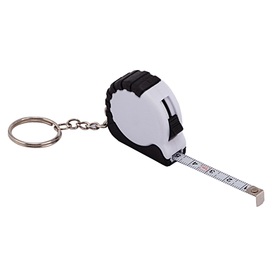 STRICT key ring with tape measure 1 m,  white