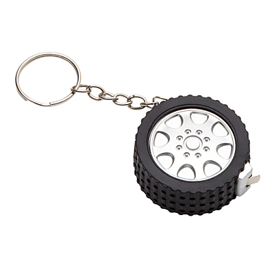 TYRE key ring with tape measure 1 m,  black/silver