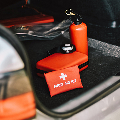 CAR SAFE first aid kit for car, red