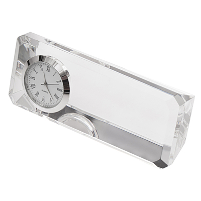 CRISTALINO CLOCK těžítko se stolními hodinami, transparentní