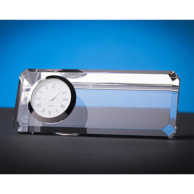 CRISTALINO CLOCK paperweight with table clock,  transparent