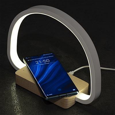 HARBOUR wireless charger with lamp, beige