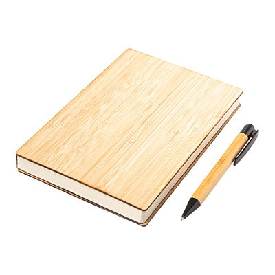 LORCA set zápisníku a pera z bambusu, hnedá