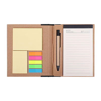 ECO NOTE notebook with paper notes,  black/beige