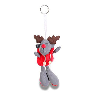 REINDEER reflective key ring,  grey/red