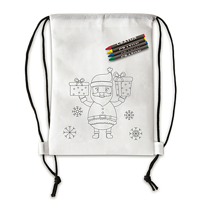 XMAS COLOURS christmas backpack with crayons, white