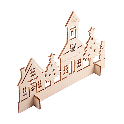XMAS TOWN wooden cut-out Christmas decoration, beige
